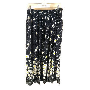 Stonebridge Women's Skirt Size 1 X Black Daisy Print White Yellow Flowers...
